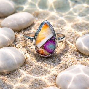 Spiny Oyster Purple Turquoise Ring
